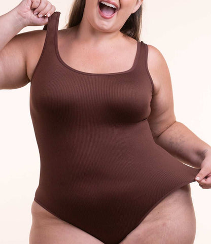 Body Shaper™ - Body modelador canelado com abertura higiênica